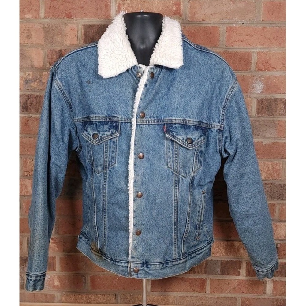 Levi's Denim‎ Sherpa Lined Trucker Jeans Jacket Mens Size Medium 70609-0389